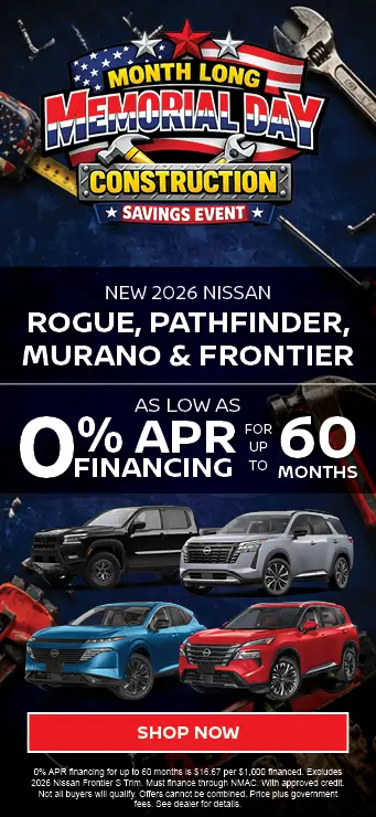 2026 Nissan Rogue, Pathfinder, Murano & Frontier Month Long Memorial Day